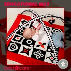 BabySenses For BestCare Contrasterende Educatieve Premium Babymat - Vormen | Rood, Zwart En Wit | 77x77x40cm | + 0m | Montessori Speelgoed | 100% Katoen | Machine Wasbaar | Oeko Tex Standard 100 -Babygyms || hobbelfiguren || vormenstoven Winkel 550x552 12