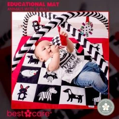 BabySenses For BestCare Contrasterende Educatieve Premium Babymat - Dieren, Wand | Rood, Zwart En Wit | 77x77x40cm | + 0m | Montessori Speelgoed | 100% Katoen | Wasbaar In De Wasmachine | Oeko Tex Standaard 100 -Babygyms || hobbelfiguren || vormenstoven Winkel 550x552 16