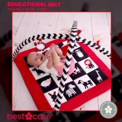 BabySenses For BestCare Contrasterende Educatieve Premium Babymat - Dieren, Wand | Rood, Zwart En Wit | 77x77x40cm | + 0m | Montessori Speelgoed | 100% Katoen | Wasbaar In De Wasmachine | Oeko Tex Standaard 100 -Babygyms || hobbelfiguren || vormenstoven Winkel 550x552 17