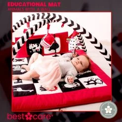 BabySenses For BestCare Contrasterende Educatieve Premium Babymat - Dieren, Wand | Rood, Zwart En Wit | 77x77x40cm | + 0m | Montessori Speelgoed | 100% Katoen | Wasbaar In De Wasmachine | Oeko Tex Standaard 100 -Babygyms || hobbelfiguren || vormenstoven Winkel 550x552 18