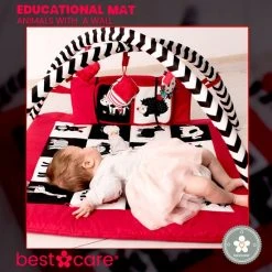 BabySenses For BestCare Contrasterende Educatieve Premium Babymat - Dieren, Wand | Rood, Zwart En Wit | 77x77x40cm | + 0m | Montessori Speelgoed | 100% Katoen | Wasbaar In De Wasmachine | Oeko Tex Standaard 100 -Babygyms || hobbelfiguren || vormenstoven Winkel 550x552 19