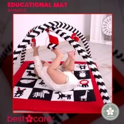 BabySenses For BestCare Contrasterende Educatieve Premium Babymat - Dieren | Rood, Zwart En Wit | 77x77x40cm | + 0m | Montessorispeelgoed | 100% Katoen | Machinewasbaar | Oeko Tex Standard 100 -Babygyms || hobbelfiguren || vormenstoven Winkel 550x552 22