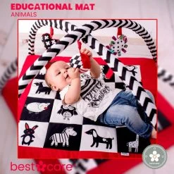 BabySenses For BestCare Contrasterende Educatieve Premium Babymat - Dieren | Rood, Zwart En Wit | 77x77x40cm | + 0m | Montessorispeelgoed | 100% Katoen | Machinewasbaar | Oeko Tex Standard 100 -Babygyms || hobbelfiguren || vormenstoven Winkel 550x552 23