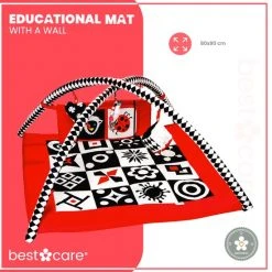 BabySenses For BestCare Contrasterende Educatieve Premium Babymat - Vormen, Wand | Rood-Zwart-Wit | 77x77x40cm | + 0m | Montessori Speelgoed | 100% Katoen | Wasbaar In De Wasmachine | Oeko Tex Standaard 100 -Babygyms || hobbelfiguren || vormenstoven Winkel 550x557 2