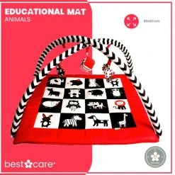 BabySenses For BestCare Contrasterende Educatieve Premium Babymat - Dieren | Rood, Zwart En Wit | 77x77x40cm | + 0m | Montessorispeelgoed | 100% Katoen | Machinewasbaar | Oeko Tex Standard 100 -Babygyms || hobbelfiguren || vormenstoven Winkel 550x557 6
