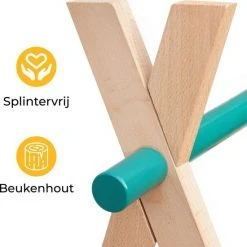 PRETTY PIP® Babygym Houten Baby Speelgoed Vanaf 0 Jaar - Kraamcadeau - Veilig - CE Gecertificeerd - Baby - Houten Speelgoed - Babyshower Cadeau - Beukenhout - Verschillende Kleuren- Zonder Hangers - Blauw Groen -Babygyms || hobbelfiguren || vormenstoven Winkel 550x558 1