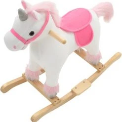 VidaXL Hobbeldier Eenhoorn 65x32x58 Cm Pluche Wit En Roze -Babygyms || hobbelfiguren || vormenstoven Winkel 550x559 6