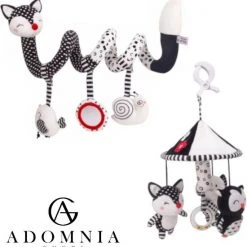 AdomniaGoods - Baby Mobiel - Baby Spiraal - Baby Speelgoed - Box Speelgoed - Babygym - Maxi Cosi Speeltje - Zwart/wit