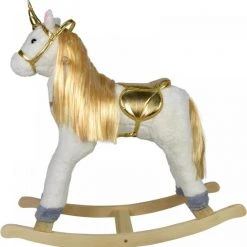 Infantastic GoodVibes - Hobbelpaard Voor Kinderen - Schommelpaard Unicorn - Stevige Constructie - Knuffelzacht Met Geluidseffecten - Gouden Eenhoorn -Babygyms || hobbelfiguren || vormenstoven Winkel 550x561 3