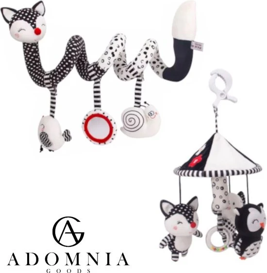 AdomniaGoods - Baby Mobiel - Baby Spiraal - Baby Speelgoed - Box Speelgoed - Babygym - Maxi Cosi Speeltje - Zwart/wit 1 AdomniaGoods - Baby Mobiel - Baby Spiraal - Baby Speelgoed - Box Speelgoed - Babygym - Maxi Cosi Speeltje - Zwart/wit