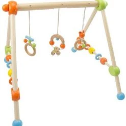 Bieco Toys My First Gym Oranje Groen Houten Babygym 23000012 -Babygyms || hobbelfiguren || vormenstoven Winkel 550x584