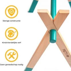 PRETTY PIP® Babygym Houten Baby Speelgoed Vanaf 0 Jaar - Kraamcadeau - Veilig - CE Gecertificeerd - Baby - Houten Speelgoed - Babyshower Cadeau - Beukenhout - Verschillende Kleuren- Zonder Hangers - Blauw Groen -Babygyms || hobbelfiguren || vormenstoven Winkel 550x590 1
