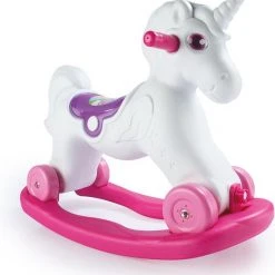 Moony Hobbelpaard – Wit Met Roze – Paarden - Schommelpaardje Baby – Unicorn – Hobbeldier – Hobbelpaard 1 Jaar – Schommeldier - Hobbelpaard Baby – Schommelpaard - Speelgoed Paard – Rijdend Paard - Speelgoed Paarden Meisjes