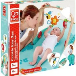 Hape Baby-gym Met Speelkleed |Draagbaar 5-delig Groen -Babygyms || hobbelfiguren || vormenstoven Winkel 550x596 1