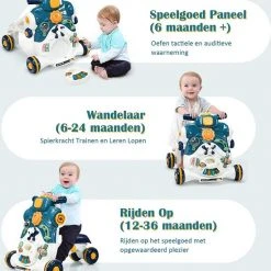 FURNIBELLA - 3-in-1 Baby Zit-naar-Stand Loper, Kinderen Activiteitencentrum, Peuter Wandelwagen, Autorijden, Interactieve Loper, Activiteit Leren Loper Voor Jongen / Meisje, Vroege Ontwikkeling Speelgoed Voor Baby's Op 6-36 Maanden (Blauw) -Babygyms || hobbelfiguren || vormenstoven Winkel 550x596