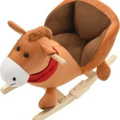 VidaXL Hobbeldier Paard Met Rugleuning 60x32x50 Cm Pluche Bruin -Babygyms || hobbelfiguren || vormenstoven Winkel 550x597 5