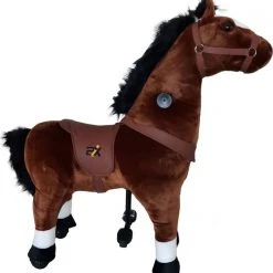 2iX - Rijdend Speelgoed Paard - Bruin - Pluche - Inline Skate Wielen - Hobbelpaard Voor Jongens En Meisjes 4 Tot 9 Jaar -Babygyms || hobbelfiguren || vormenstoven Winkel 550x601 2