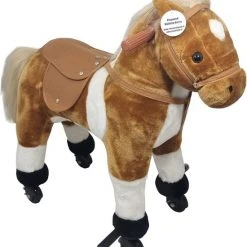 Babygyms || hobbelfiguren || vormenstoven Winkel 47 Playwood - Mechanisch Rijdend Paard Met Geluid 2e Kansje Beschadigde Wielkappen