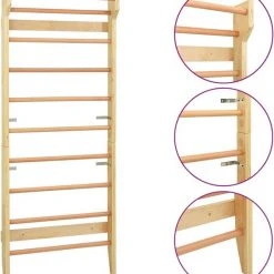 VidaXL Wandklimrek 80x15,8x195 Cm Hout -Babygyms || hobbelfiguren || vormenstoven Winkel 550x614