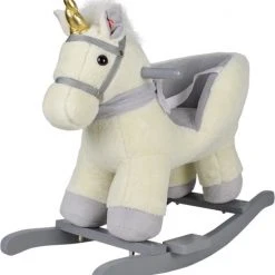 Infantastic GoodVibes - Hobbelpaard Voor Baby En Kind - Schommelpaard Silver Unicorn - Stevige Constructie - Knuffelzacht Met Geluidseffecten - Eenhoorn Grijs -Babygyms || hobbelfiguren || vormenstoven Winkel 550x620 1