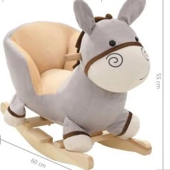 VidaXL Hobbeldier Aap Met Rugleuning 60x32x55 Cm Pluche Grijs -Babygyms || hobbelfiguren || vormenstoven Winkel 550x630