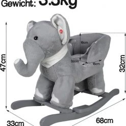 Infantastic GoodVibes - Hobbelpaard Voor Baby En Kind - Schommel Olifant - Stevige Constructie - Knuffelzacht Met Geluidseffecten - Grijs -Babygyms || hobbelfiguren || vormenstoven Winkel 550x634 1