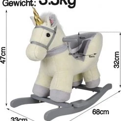 Infantastic Hobbelpaard - Hobbeldier - Schommelpaard - Vanaf 10 Maanden - Met Geluid - 68 X 33 X 47 Cm - Pluche - Grijs -Babygyms || hobbelfiguren || vormenstoven Winkel 550x639