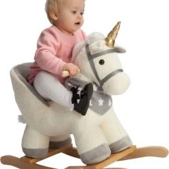 Freeplay Apollo Hobbeldier - Hobbelpaard - Unicorn Beige-Grijs -Babygyms || hobbelfiguren || vormenstoven Winkel 550x644 1