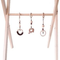 Fiepp - Babygym - Hout - 3 Hangers - Houten Kralen - Kraamcadeau - Baby Speelgoed - Baby Motoriek - Babyshower - Baby Cadeau - Baby Stimulatie