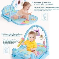 INSMA 3 In 1 Babygym - Speelgoed 1 Jaar - Speelmat Baby - Blauw -Babygyms || hobbelfiguren || vormenstoven Winkel 550x660