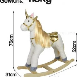Infantastic GoodVibes - Hobbelpaard Voor Kinderen - Schommelpaard Unicorn - Stevige Constructie - Knuffelzacht Met Geluidseffecten - Gouden Eenhoorn -Babygyms || hobbelfiguren || vormenstoven Winkel 550x668 5