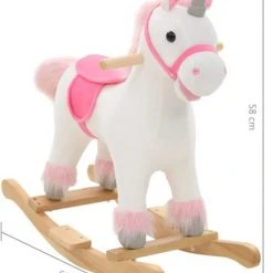 VidaXL Hobbeldier Eenhoorn 65x32x58 Cm Pluche Wit En Roze -Babygyms || hobbelfiguren || vormenstoven Winkel 550x711