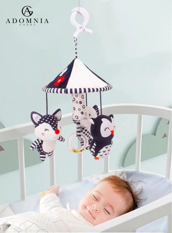 AdomniaGoods - Baby Mobiel - Baby Spiraal - Baby Speelgoed - Box Speelgoed - Babygym - Maxi Cosi Speeltje - Zwart/wit 2 AdomniaGoods - Baby Mobiel - Baby Spiraal - Baby Speelgoed - Box Speelgoed - Babygym - Maxi Cosi Speeltje - Zwart/wit - Afbeelding 2