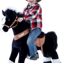 PonyCycle Zwart Met Witte Bles, Klein - U326 -Babygyms || hobbelfiguren || vormenstoven Winkel 550x779 2