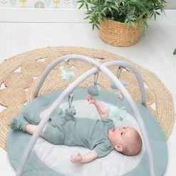 Baby's Only Rond Baby Speelkleed Met Boog - Baby Gym - Playmat - Speelmat - Stonegreen/Mint/Wit - 87 Cm - Gebreide Figuurtjes -Babygyms || hobbelfiguren || vormenstoven Winkel 550x823 3