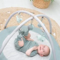 Baby's Only Rond Baby Speelkleed Met Boog - Baby Gym - Playmat - Speelmat - Stonegreen/Mint/Wit - 87 Cm - Gebreide Figuurtjes -Babygyms || hobbelfiguren || vormenstoven Winkel 550x823 5